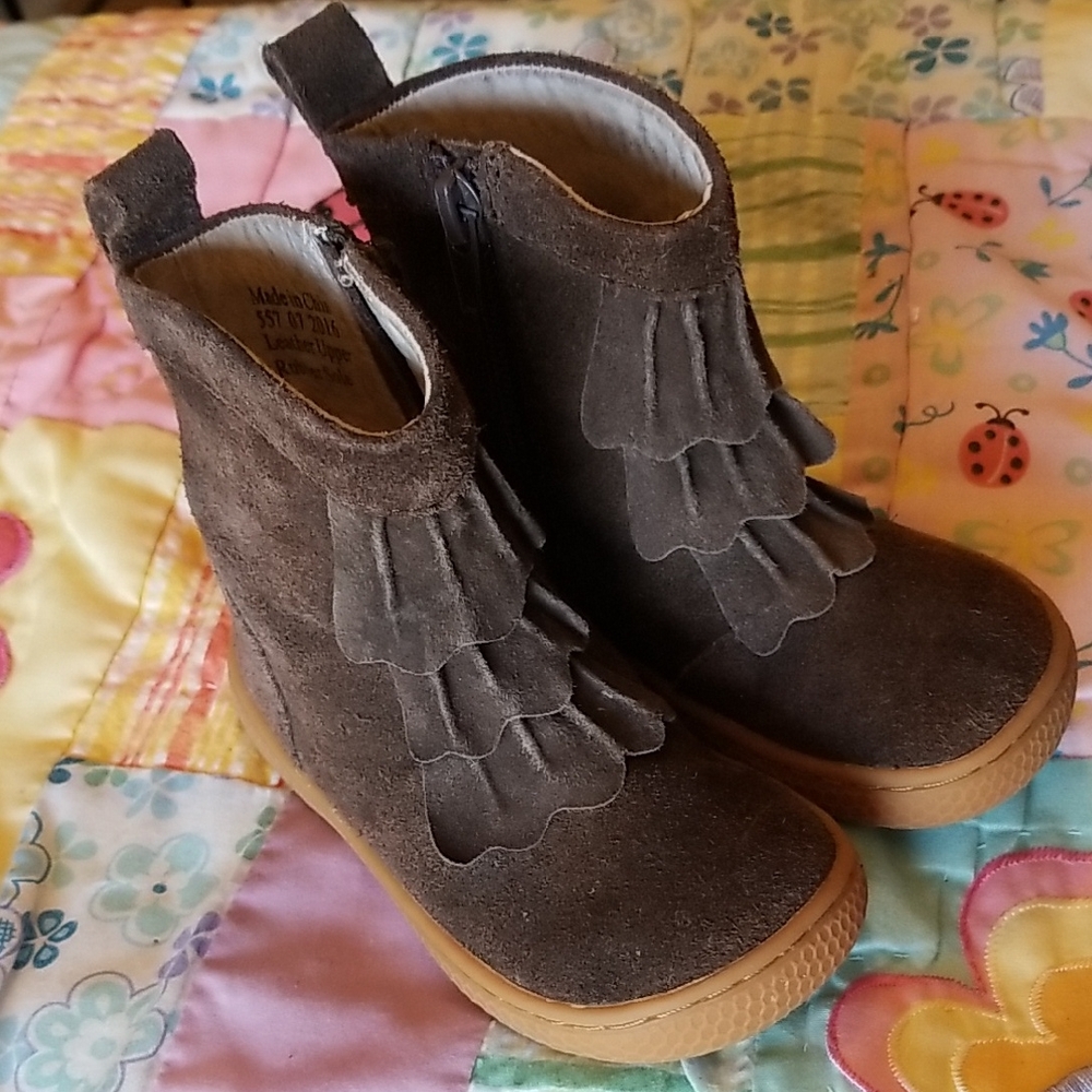 Livie & Luca Brown Kids Boots with Fringe. Size 7. VGUC